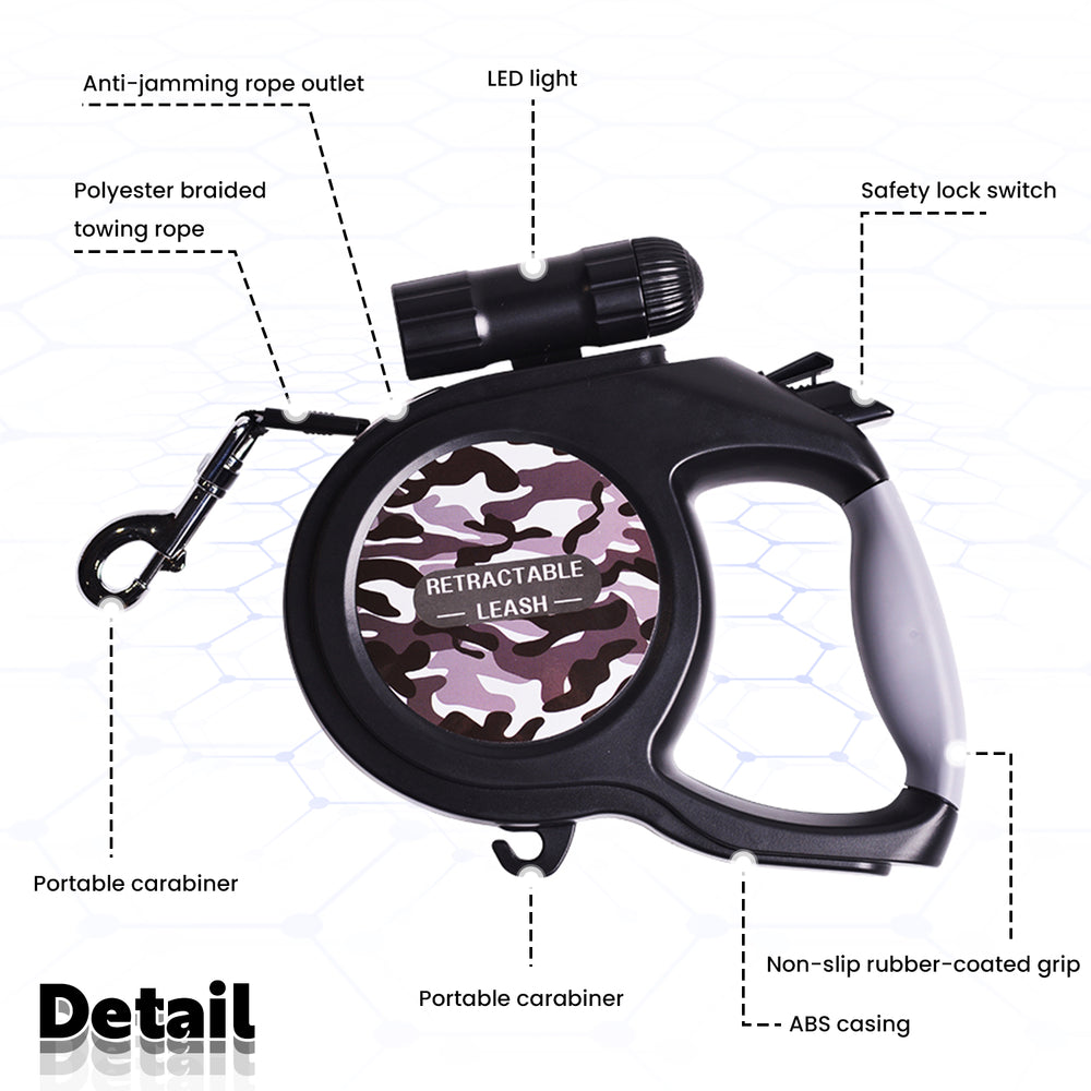 Retractable Handheld Dog Leash with Night Light