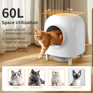 GEOOROOD PET CAT LITTER BOX WITH APP CONTROL  II WHITE