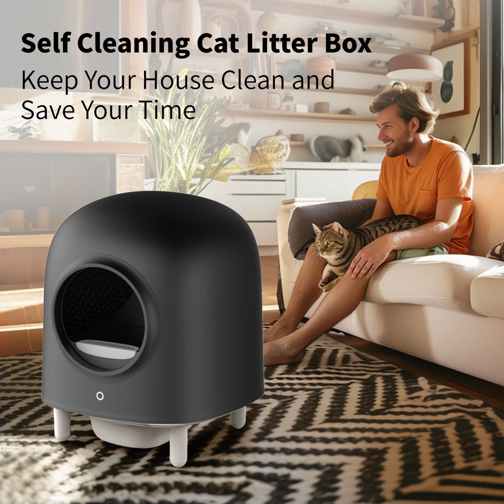 GEOOROOD PET CAT LITTER BOX WITH APP CONTROL  II BLACK
