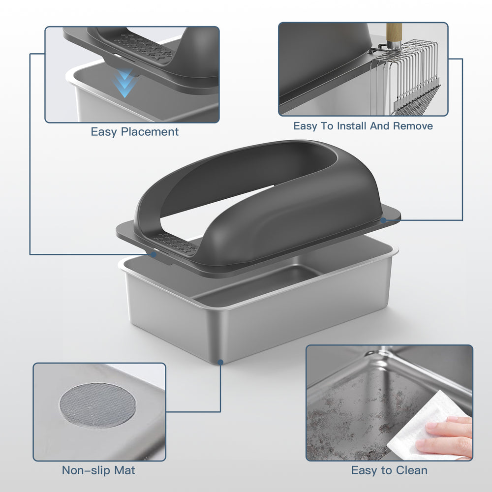 Geoorood Pet Cat Litter Box Stainless Steel with 20L capability