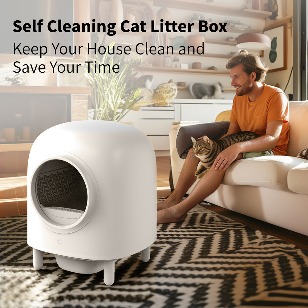 GEOOROOD PET CAT LITTER BOX WITH APP CONTROL  II WHITE