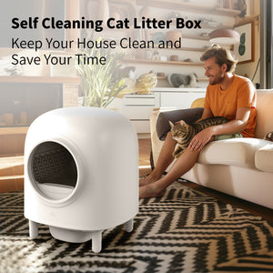 GEOOROOD PET CAT LITTER BOX WITH APP CONTROL  II WHITE