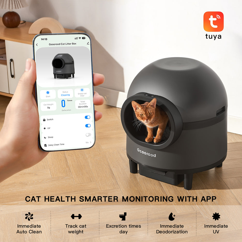 GEOOROOD PET CAT LITTER BOX WITH APP CONTROL