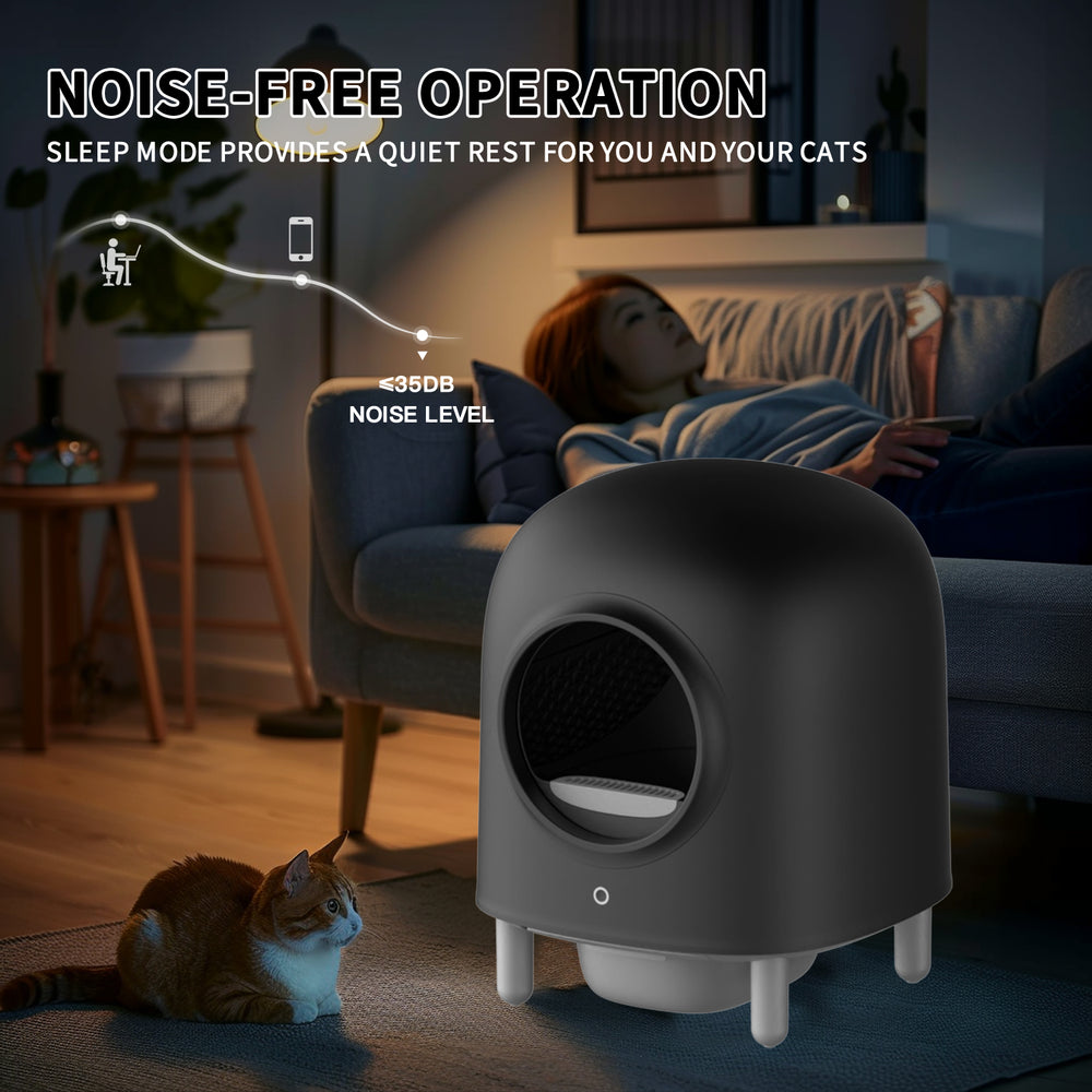 GEOOROOD PET CAT LITTER BOX WITH APP CONTROL  II BLACK