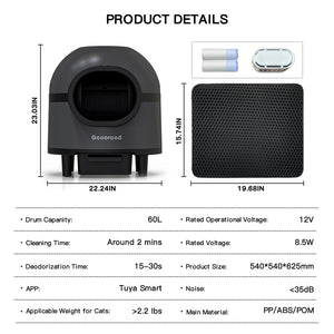 GEOOROOD PET CAT LITTER BOX WITH APP CONTROL
